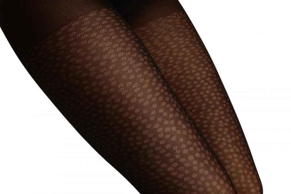Liss Kiss Black With Semi Transparent Woven Dots - Tights