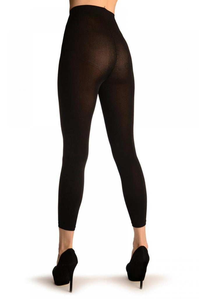 Liss Kiss Black With Shiny Black Snake Skin Print - Leggings