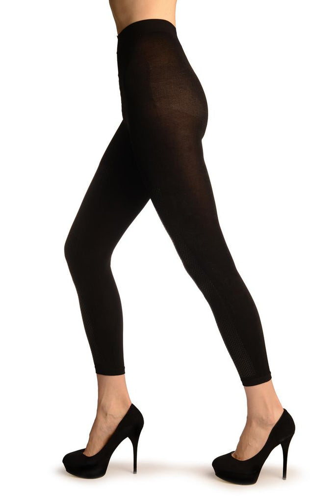 Liss Kiss Black With Shiny Black Snake Skin Print - Leggings