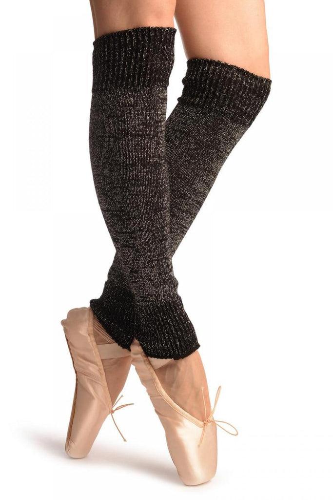 liss kiss Black With Silver Lurex Dance/Ballet Leg Warmers - Leg Warmers