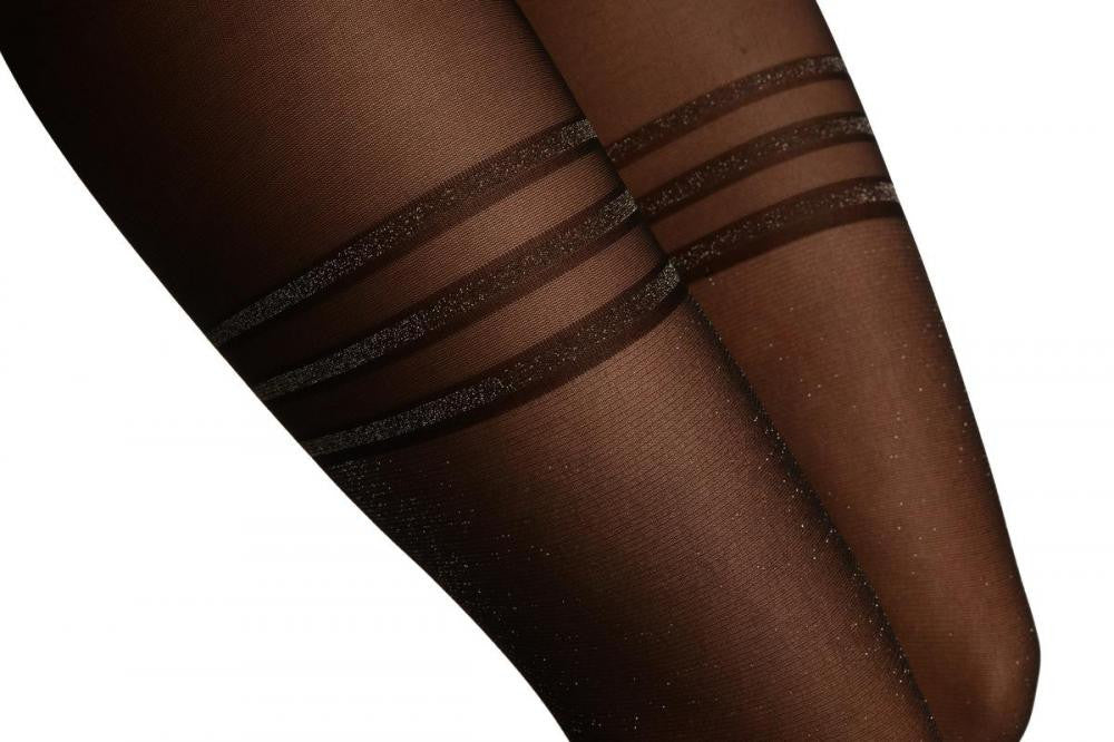 Liss Kiss Black With Silver Lurex & Three Stripes Top - Tights