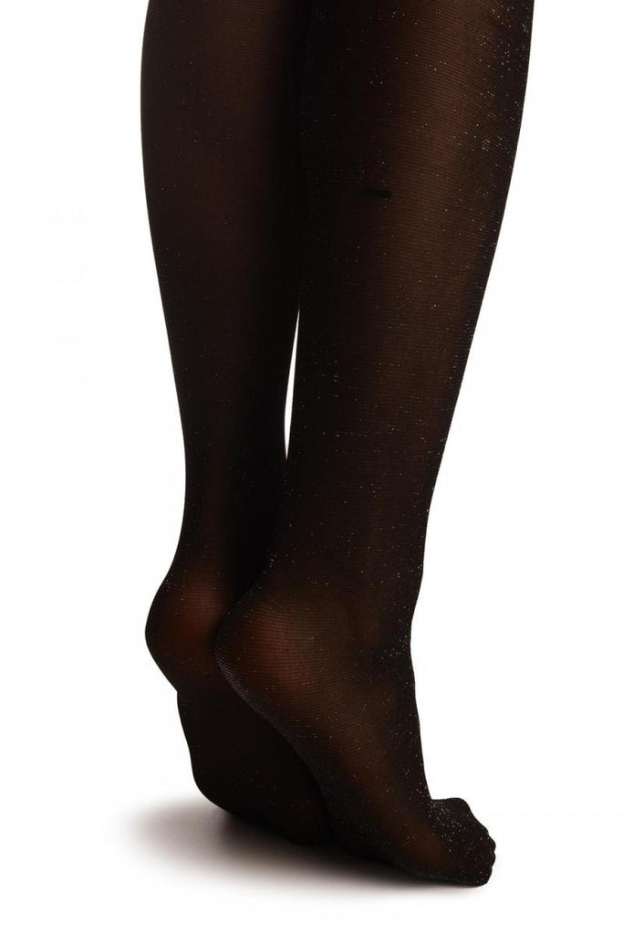 Liss Kiss Black With Silver Lurex & Three Stripes Top - Tights