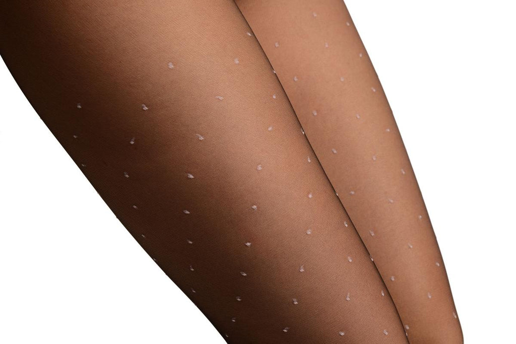 Liss Kiss Black With Small Light Pink Woven Polka Dot Tights - Tights