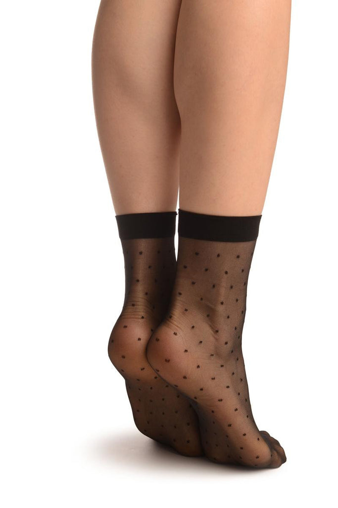 Liss Kiss Black With Small Polka Dots Ankle High Socks - Socks