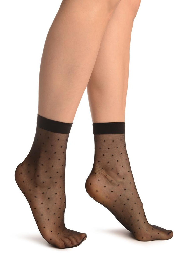 liss kiss Black With Small Polka Dots Ankle High Socks - Socks