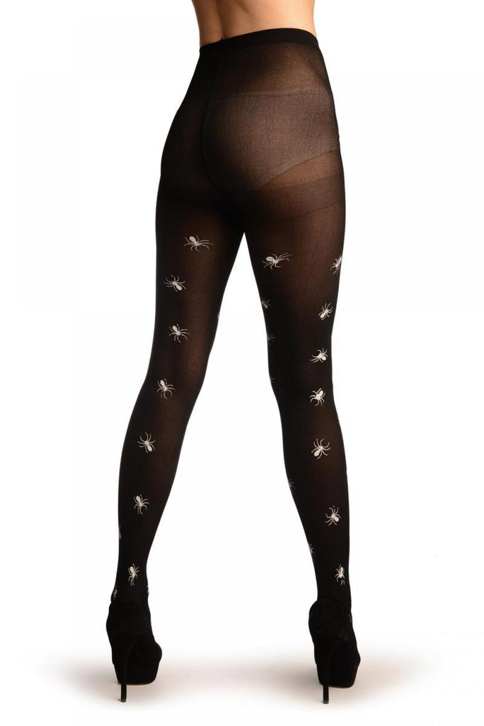 Liss Kiss Black With Small White Printed Spiders (Halloween) - Tights