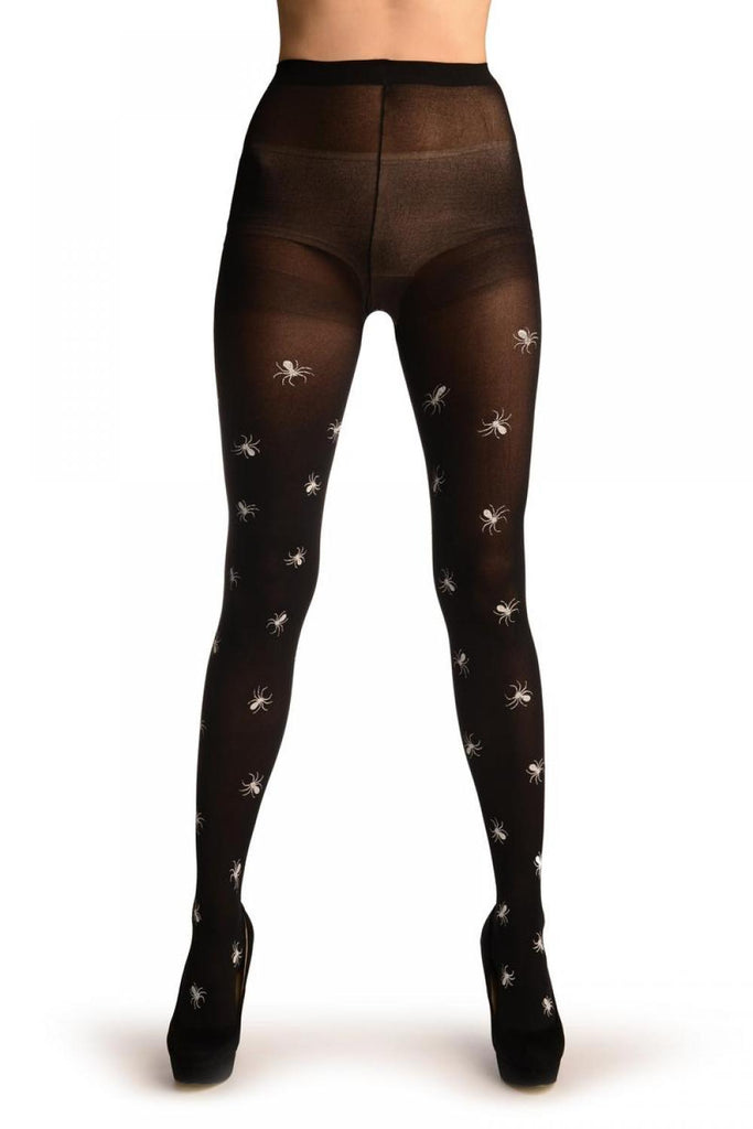 Liss Kiss Black With Small White Printed Spiders (Halloween) - Tights