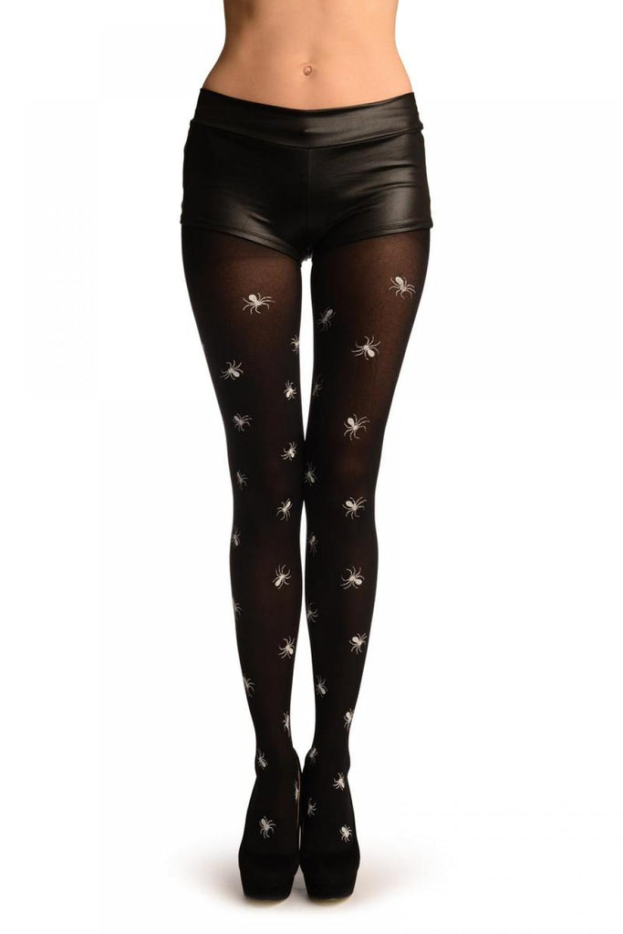 liss kiss Black With Small White Printed Spiders (Halloween) - Tights