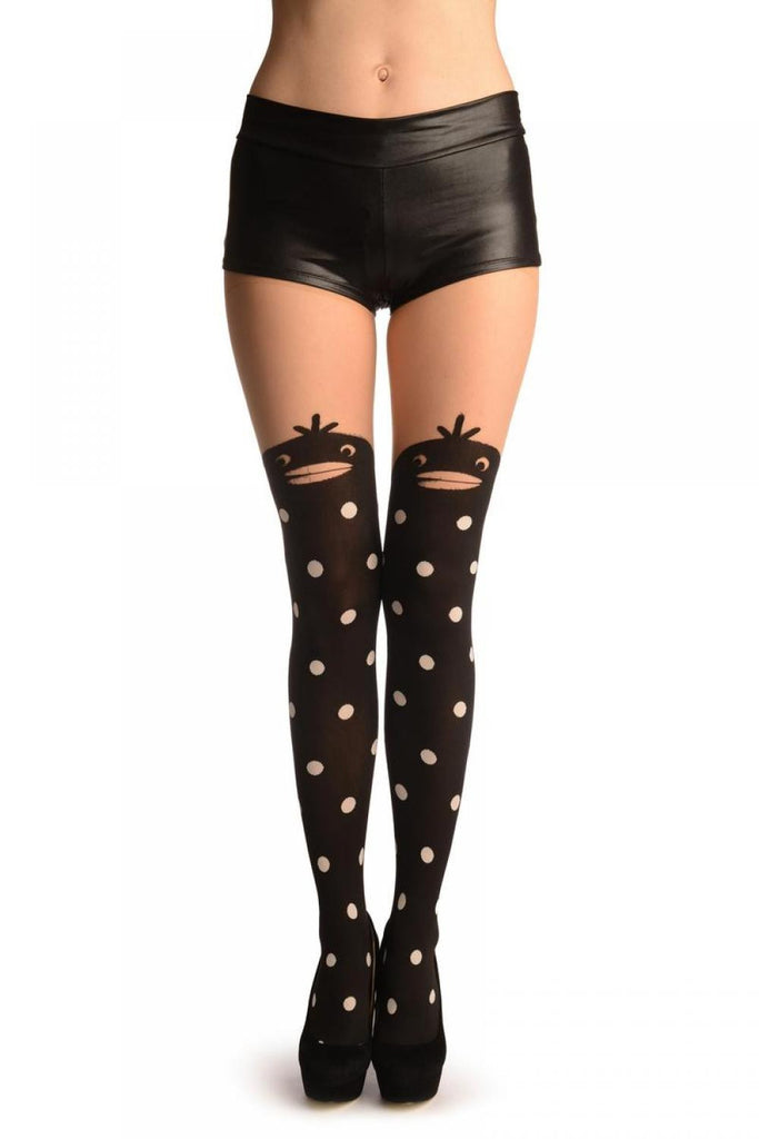 liss kiss Black With Spotted Bird Over The Knee - Tights