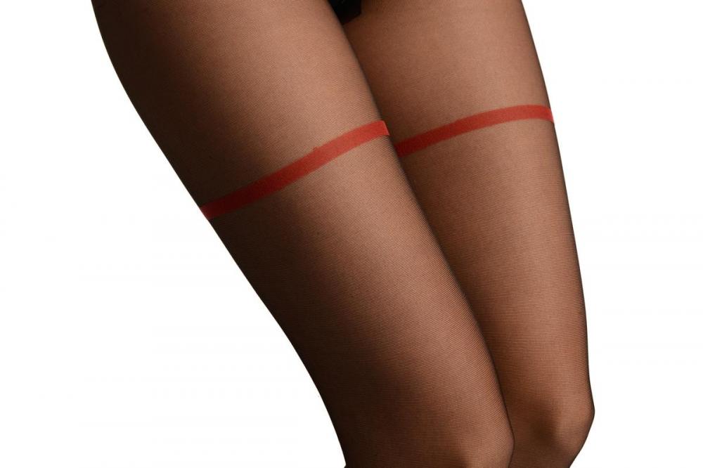 Liss Kiss Black With Stitch Seam & Red Stripe Top Tights - Tights