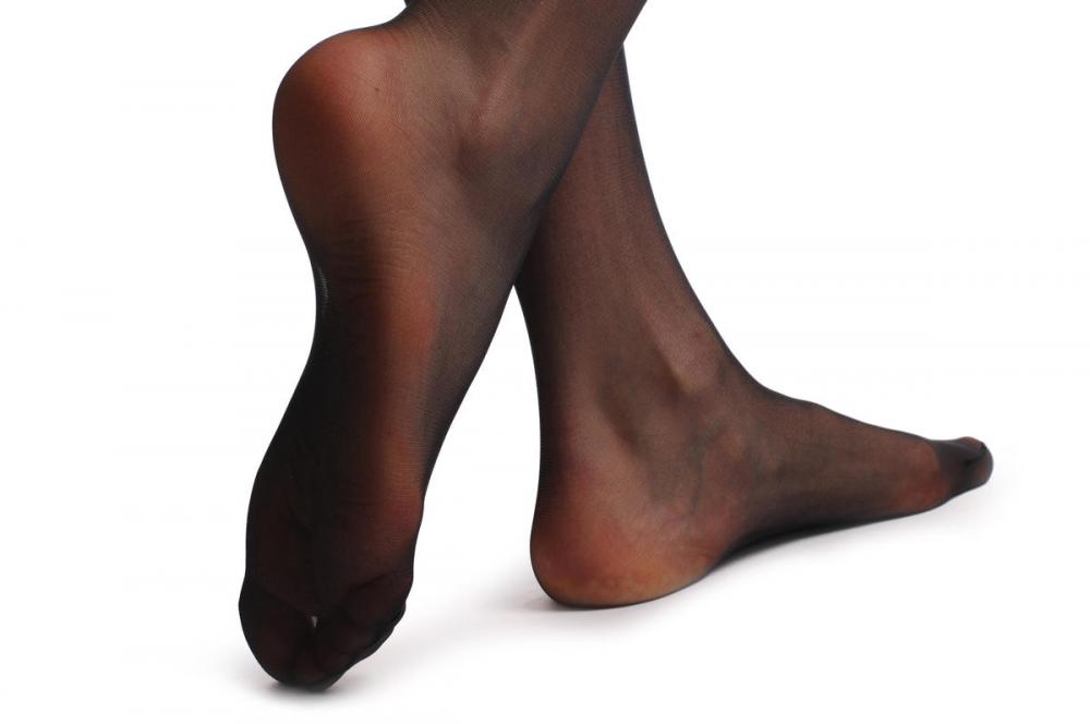 Liss Kiss Black With Striped Top & Matching White Mesh Silicon Garter - Hold Ups