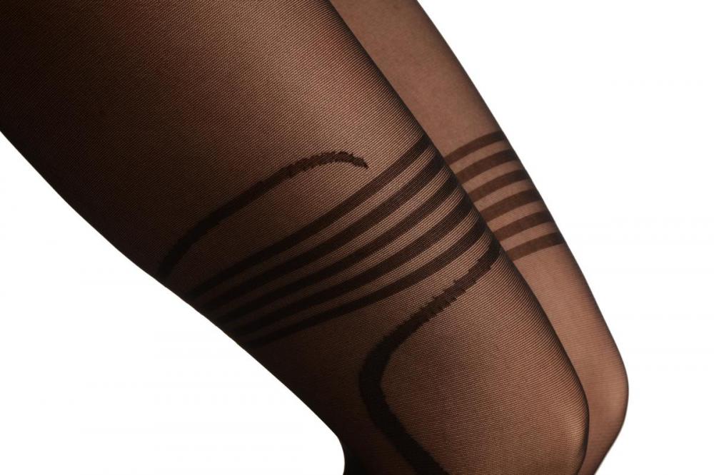 Liss Kiss Black With Striped Top & Side Sketches - Tights