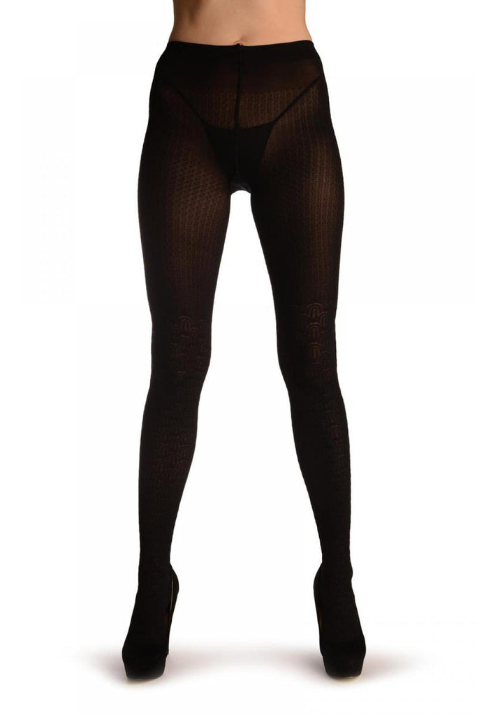 Liss Kiss Black With Textured Fish Scale Over The Knee - Tights