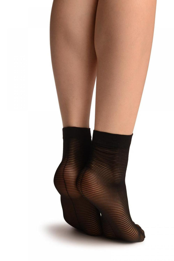 Liss Kiss Black With Thing Stripes & Seam Socks Ankle High - Socks