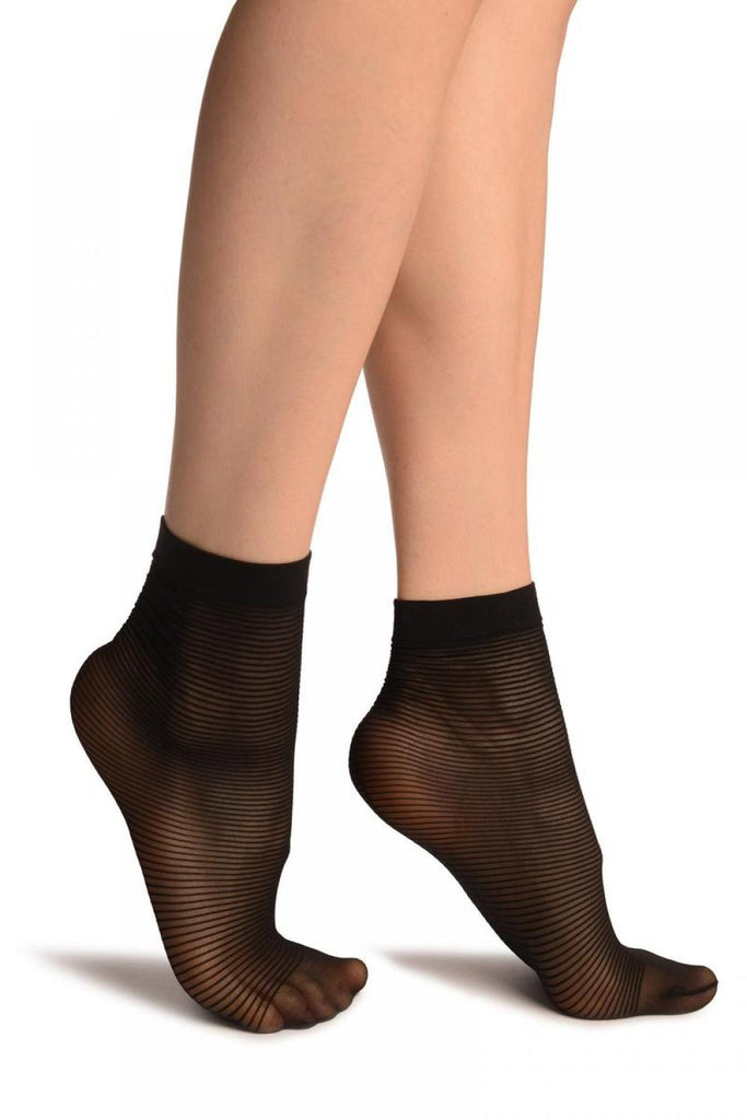 Liss Kiss Black With Thing Stripes & Seam Socks Ankle High - Socks