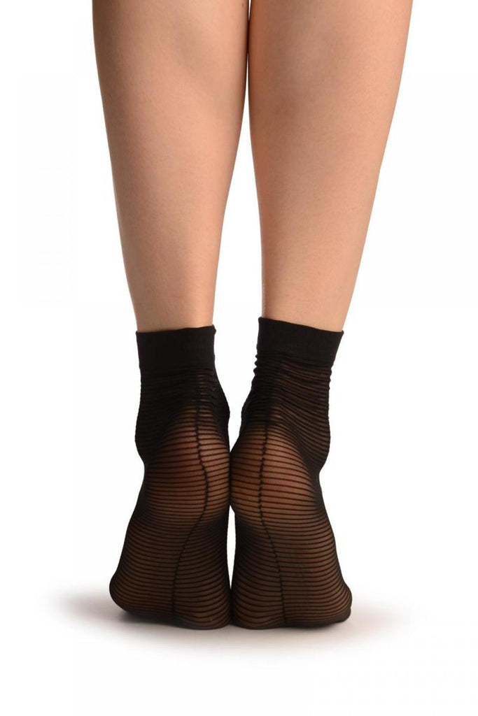 Liss Kiss Black With Thing Stripes & Seam Socks Ankle High - Socks