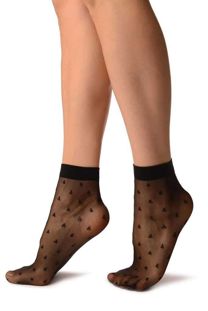 Liss Kiss Black With Three Dots Ankle High Socks - Socks
