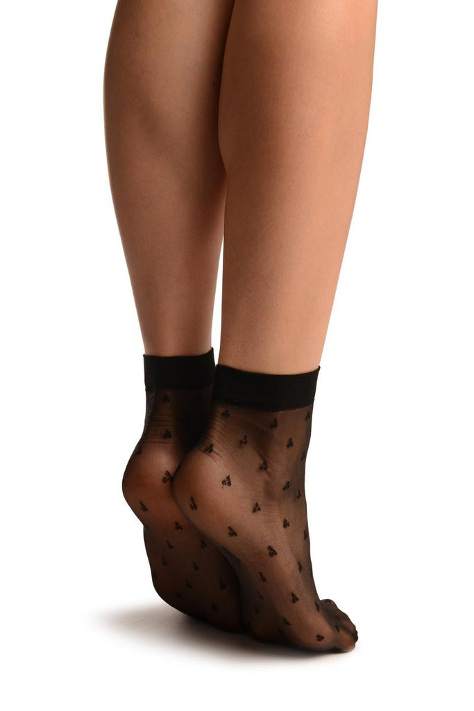Liss Kiss Black With Three Dots Ankle High Socks - Socks