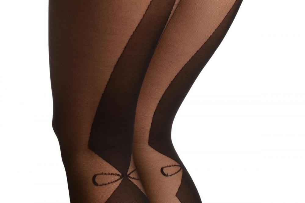 Liss Kiss Black With Two Opaque Large Rhombs Back Seam - Tights