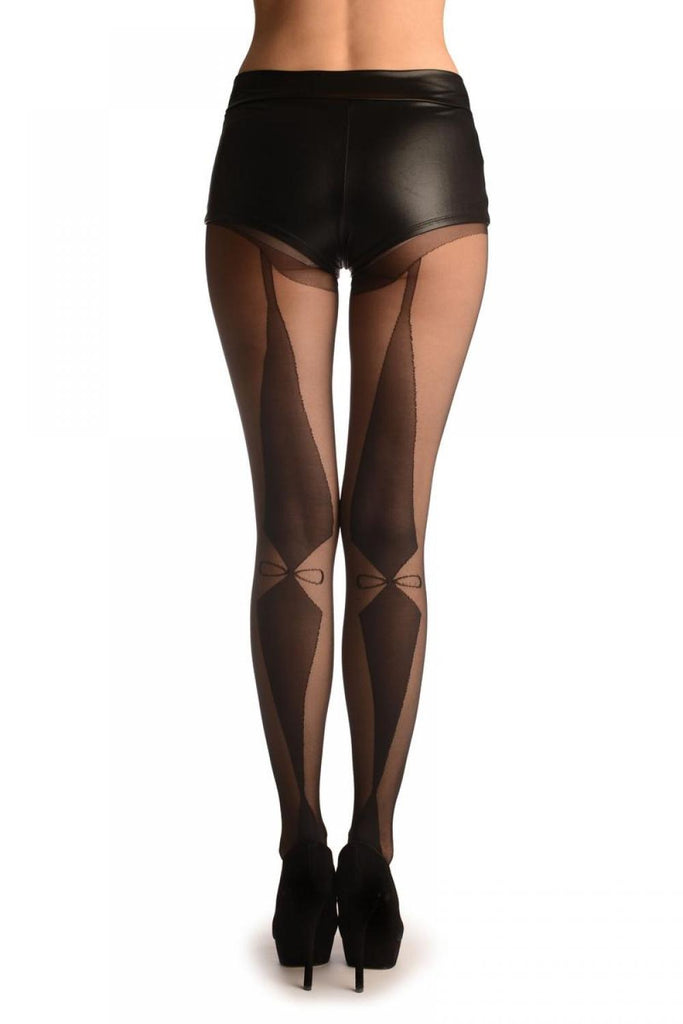 Liss Kiss Black With Two Opaque Large Rhombs Back Seam - Tights