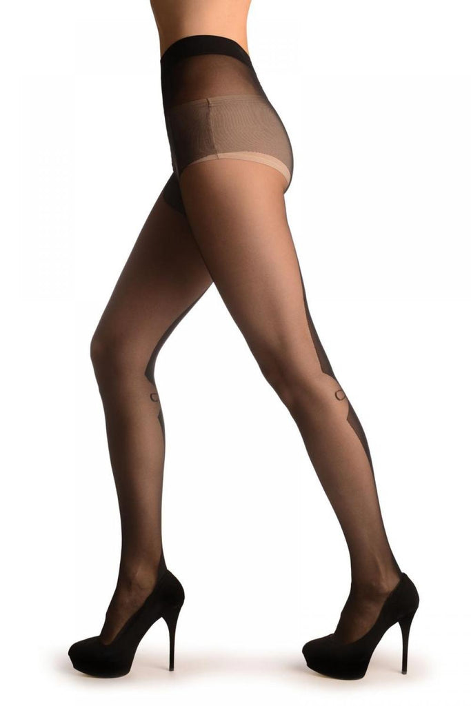 Liss Kiss Black With Two Opaque Large Rhombs Back Seam - Tights