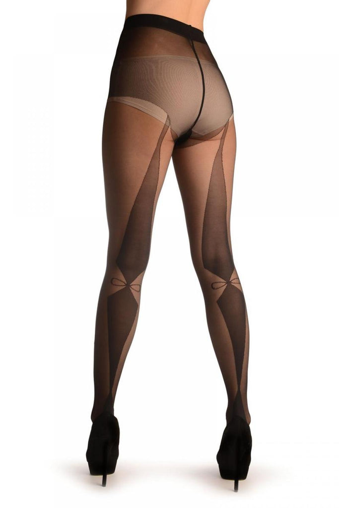 liss kiss Black With Two Opaque Large Rhombs Back Seam - Tights