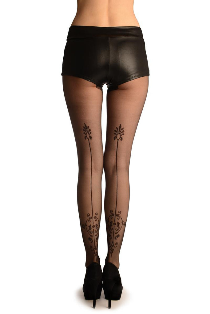 Liss Kiss Black With Vintage Elements Back Seam - Tights