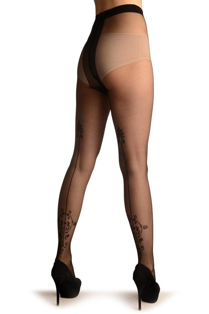 Liss Kiss Black With Vintage Elements Back Seam - Tights