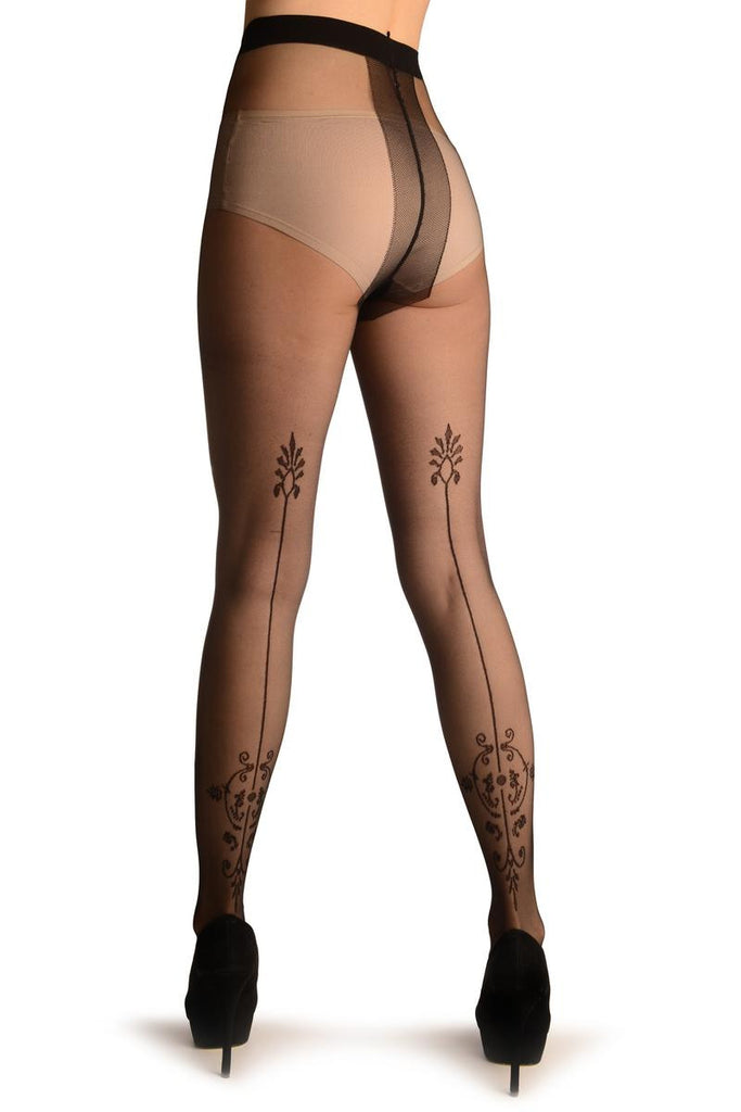 liss kiss Black With Vintage Elements Back Seam - Tights