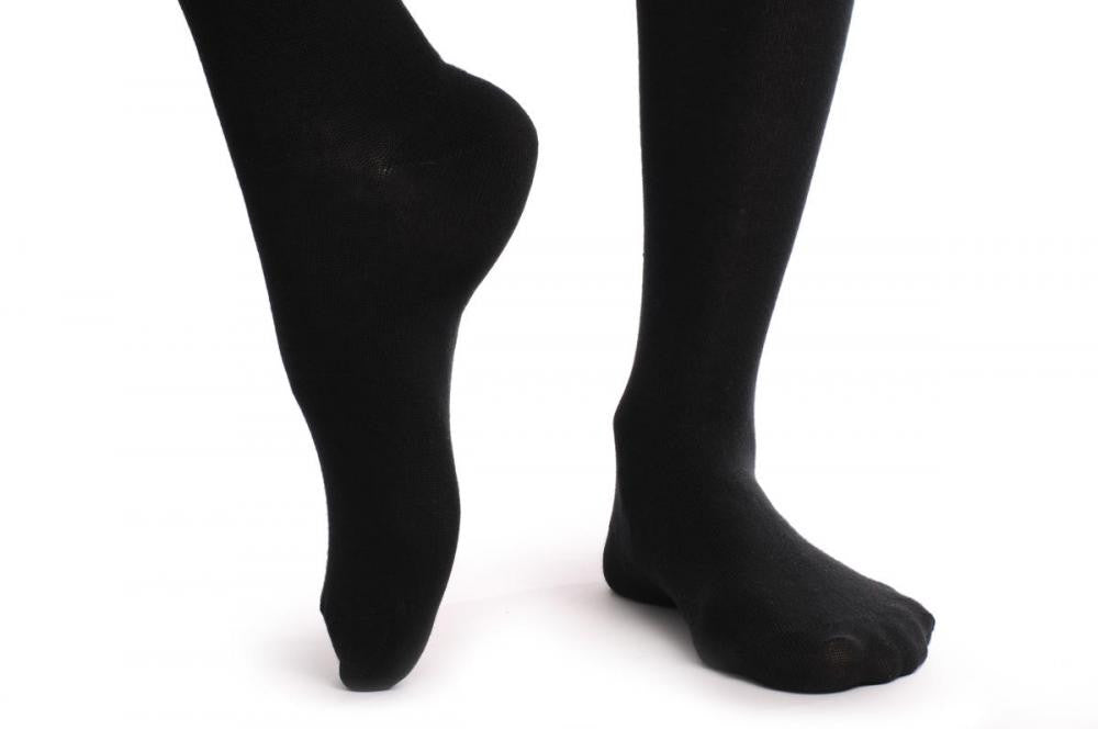 Liss Kiss Black With White Satin Bows At The Back - Over The Knee Socks