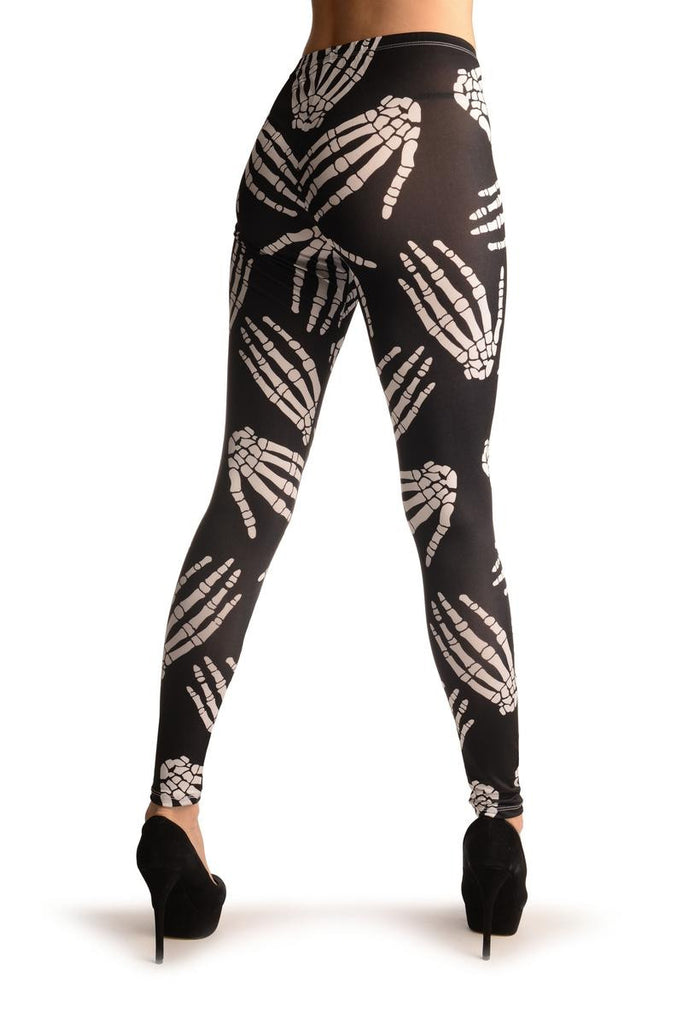 Liss Kiss Black With White Skeleton Hands (Halloween) - Leggings