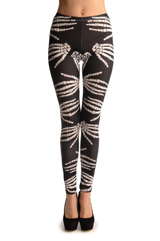 liss kiss Black With White Skeleton Hands (Halloween) - Leggings