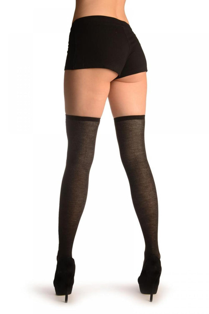 Liss Kiss Black With White Woven Poker Suit Stripe - Over The Knee Socks