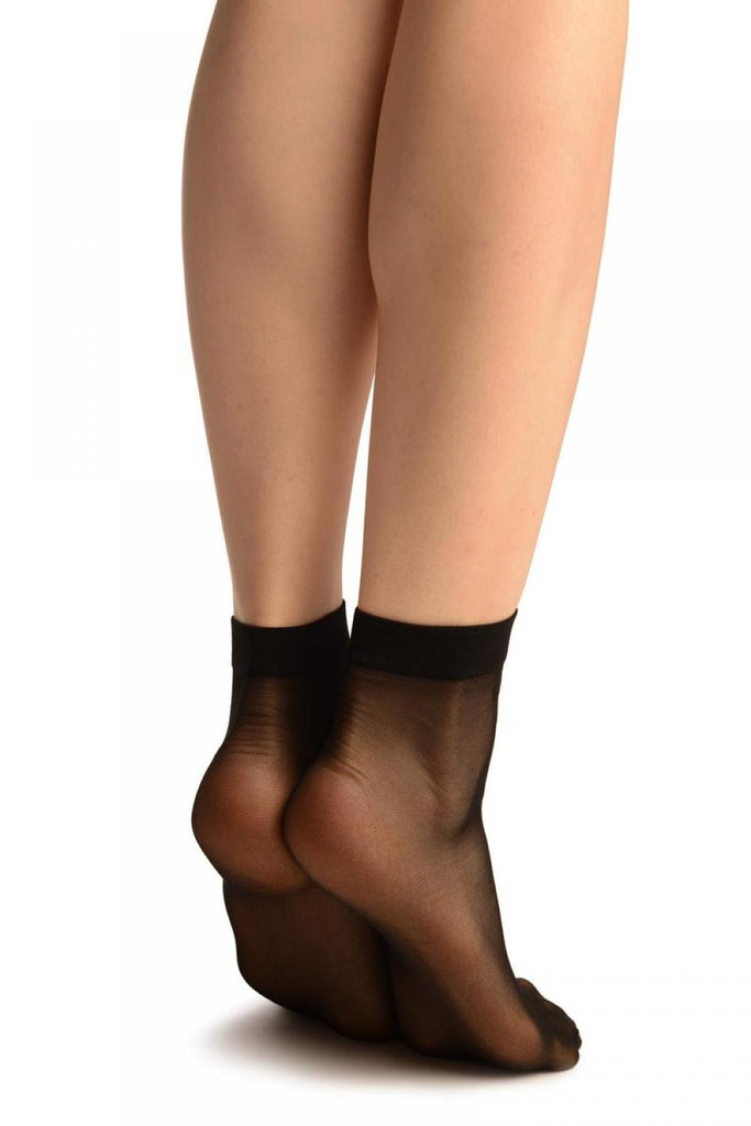 Liss Kiss Black With Woven Bow Ankle High Socks - Socks