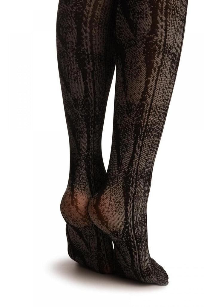 Liss Kiss Black With Woven Cable Knit Over The Knee - Tights