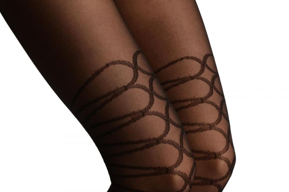 Liss Kiss Black With Woven Corset Faux Stockings - Tights