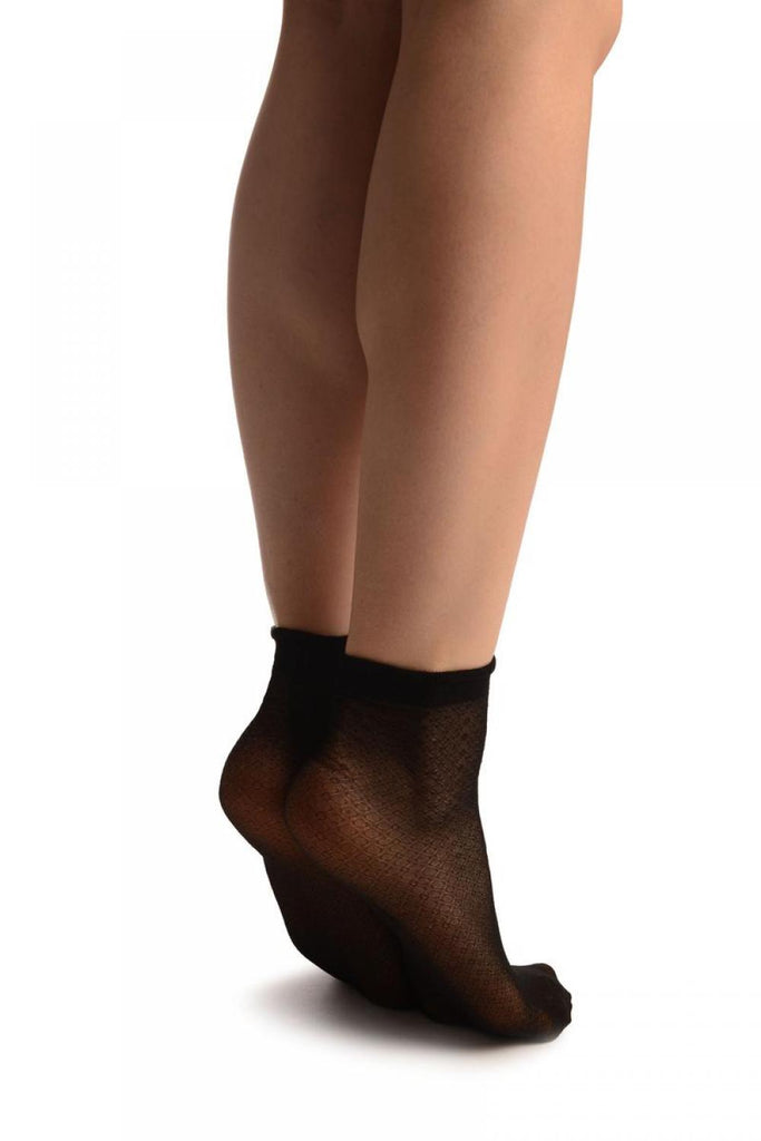 Liss Kiss Black Woven 3D Mesh Ankle High Socks - Socks