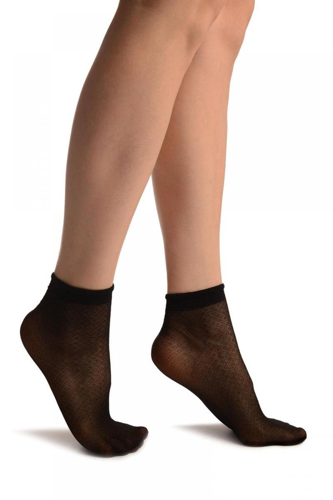 liss kiss Black Woven 3D Mesh Ankle High Socks - Socks
