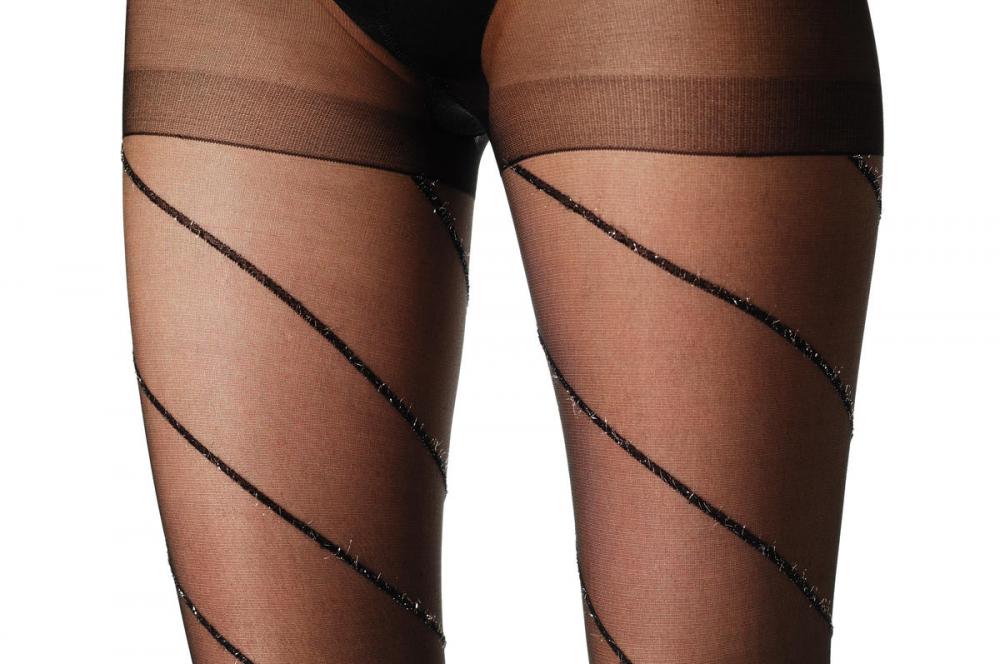 Liss Kiss Black Wrapping Seam With Silver Lurex - Tights