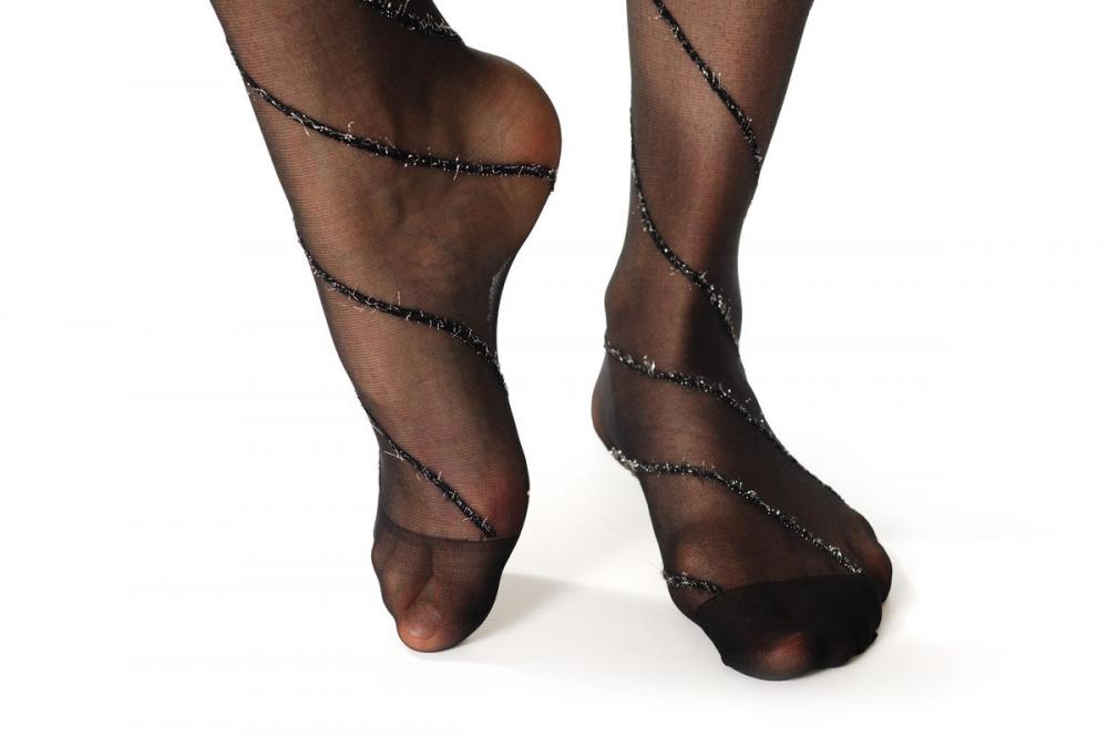 Liss Kiss Black Wrapping Seam With Silver Lurex - Tights