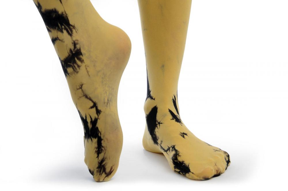 Liss Kiss Black & Yellow Colour Splash (Tie Dye) - Tights