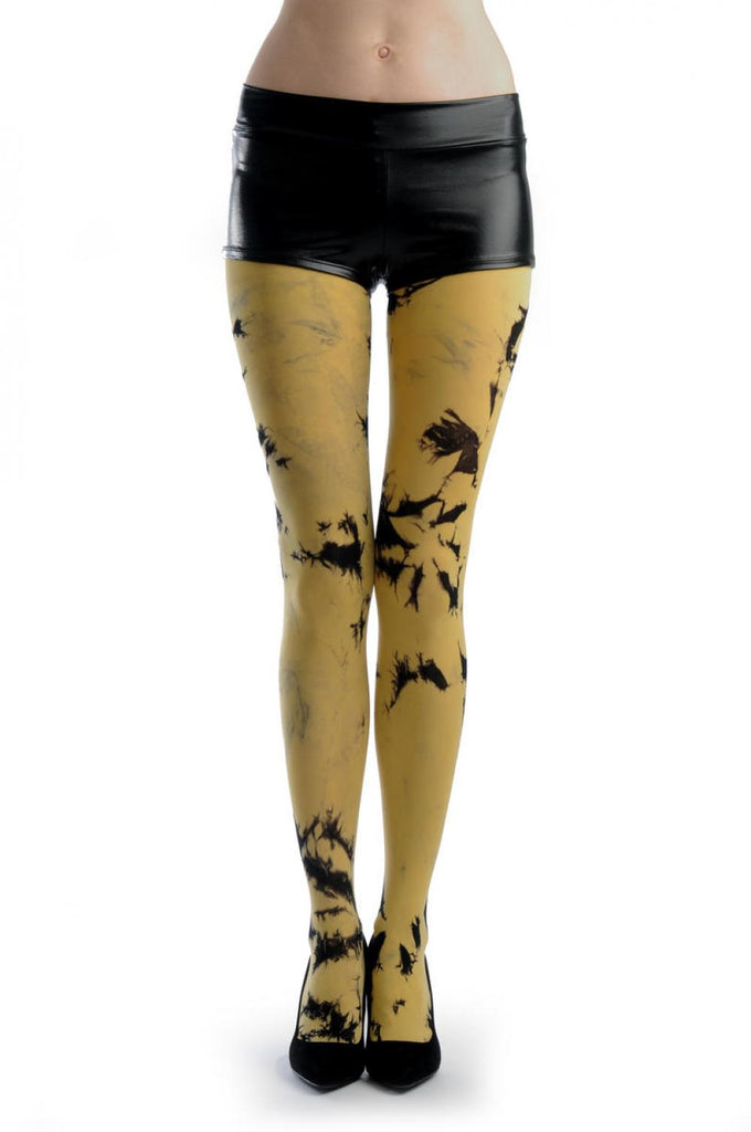 liss kiss Black & Yellow Colour Splash (Tie Dye) - Tights