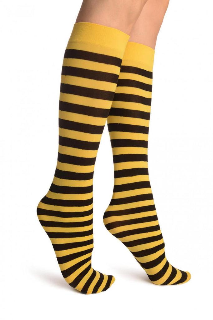 liss kiss Black & Yellow Stripes Socks Knee High - Socks