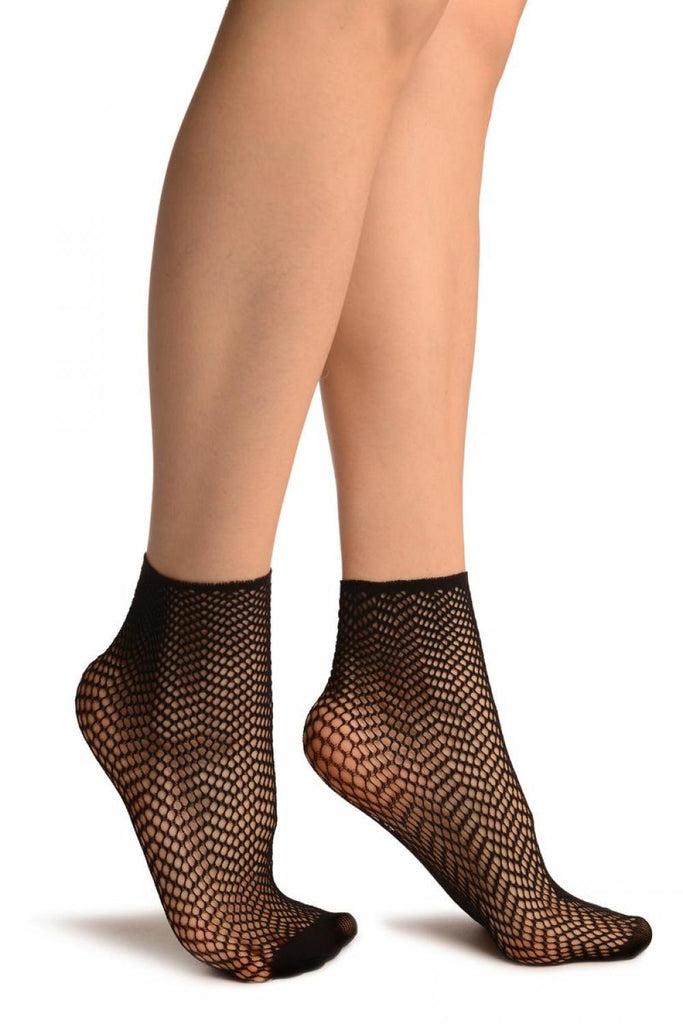 liss kiss Black ZigZag Mesh Lace Socks Ankle High - Socks