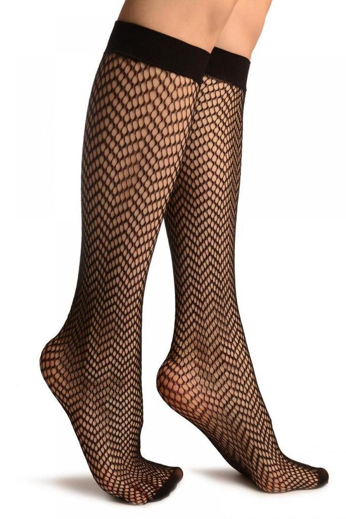 liss kiss Black ZigZag Mesh Lace Socks Knee High - Socks
