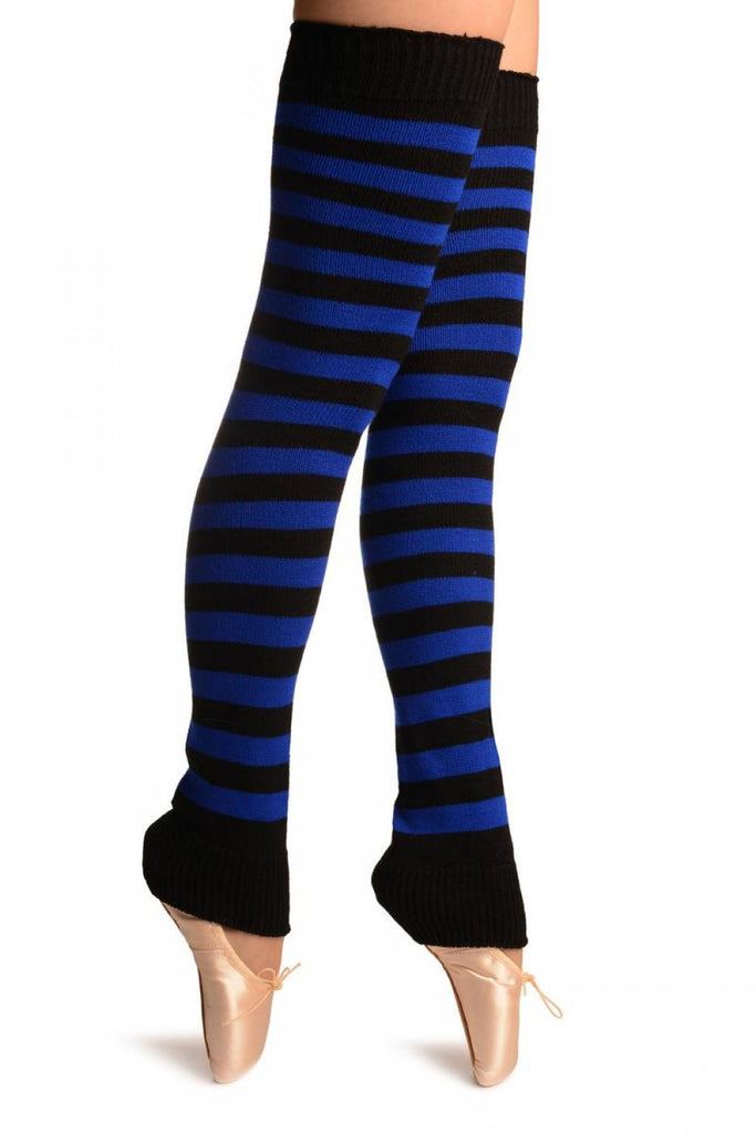Liss Kiss Blue & Black Stripes Dance/Ballet Leg Warmers - Leg Warmers