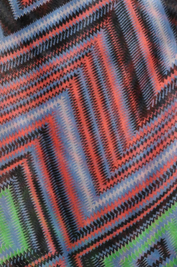 Liss Kiss Blue & Black Zigzagged Rombs Unisex Scarf & Beach Sarong - Scarf