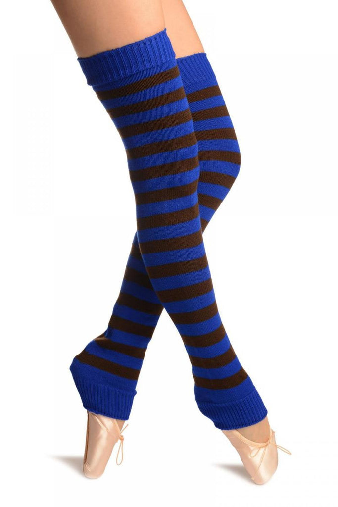 liss kiss Blue & Brown Stripes Dance/Ballet Leg Warmers - Leg Warmers