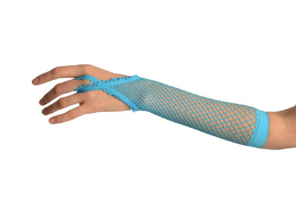 Liss Kiss Blue Finger Loop Fishnet Party Gloves - Gloves