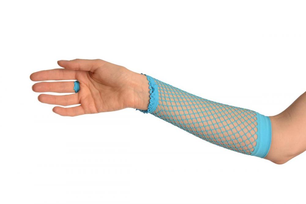 Liss Kiss Blue Finger Loop Fishnet Party Gloves - Gloves